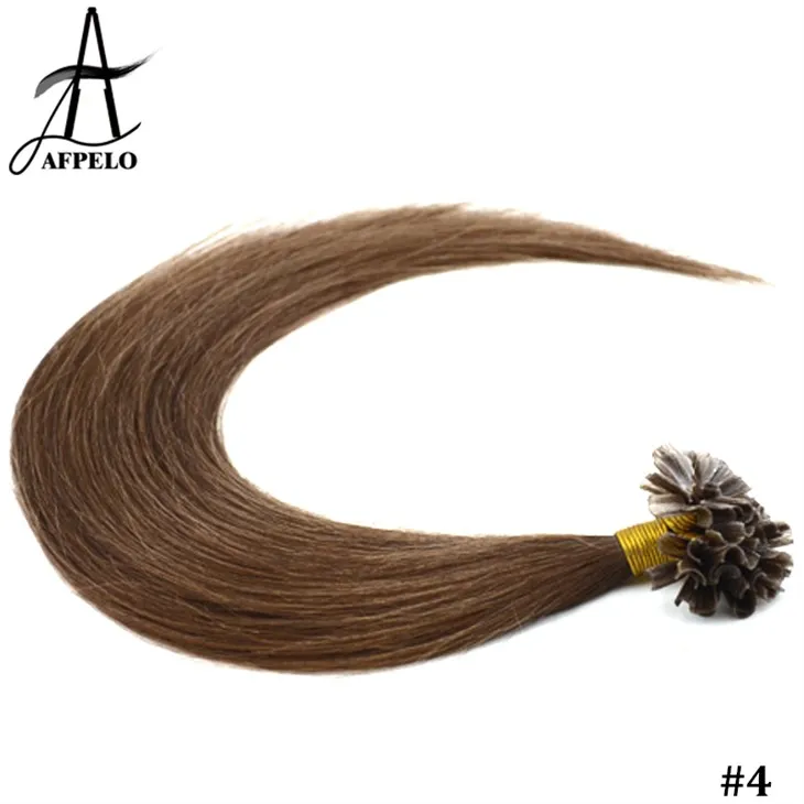 Extensões de cabelo marrom com ponta de unha